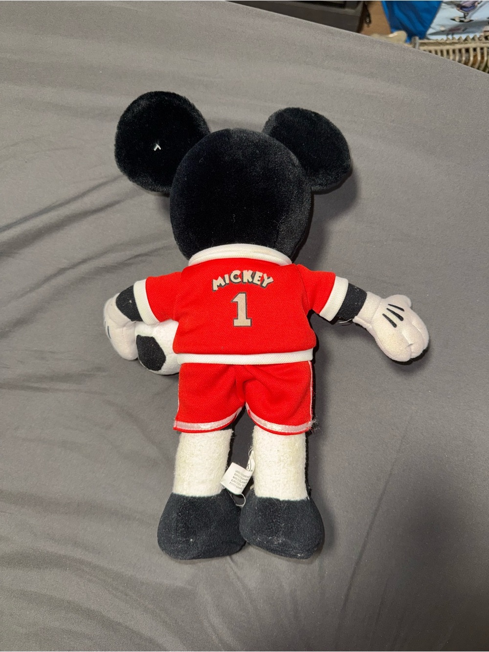 Paris Disney Mickey Mouse Plush in Red Outfit with Soccer Ball - Picture 2 of 4